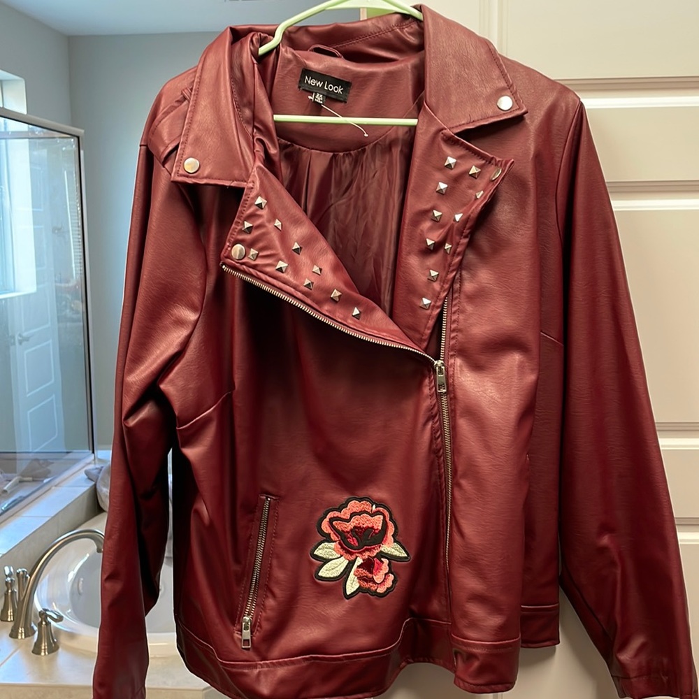 Burgundy moto jacket